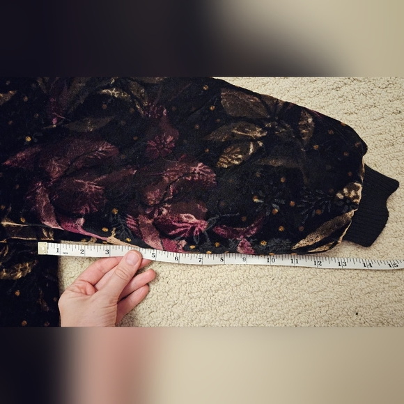 Vintage Velour Velvet Faux Fur Bomber Jacket - Picture 8 of 15